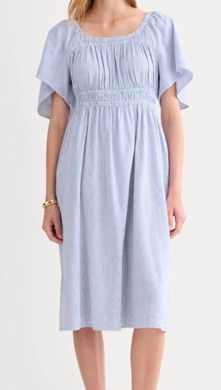 Everlane The Flutter Sleeve Dress in Stretch Linen Size XL NWT